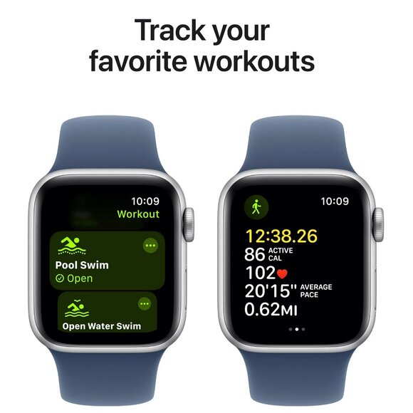 NIB! Apple Watch SE 2nd Gen, w/40mm Silver Alum Case & Storm Blue Sport Band M/L - Picture 4 of 12